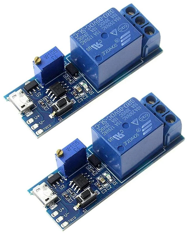 Main image of AJMRTC 2Pcs DC 5V Trigger Time Delay Relay Module, Adjustable Timing Delay Control Switch Board, Trigger Activated Timer Relay for Light Fan DIY Automation Circuit
