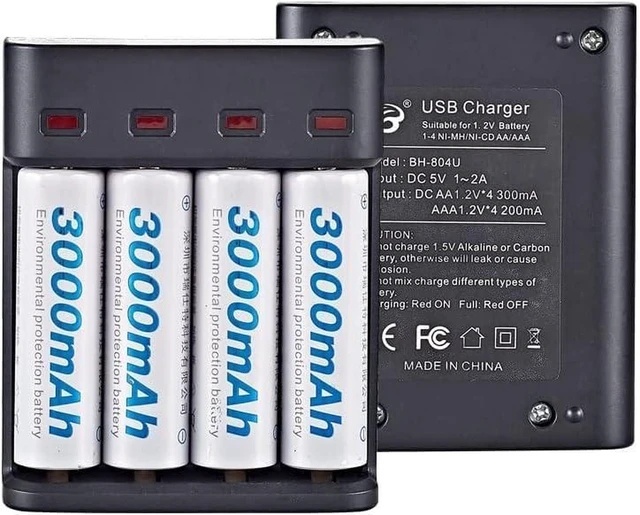 Alt view image 5 of 6 - AJMRTC 4 Slot USB AA AAA NiMH Battery Charger, Universal USB Powered Smart Charging Station for Rechargeable AA AAA Ni-MH Batteries, Independent Slot Charging for Home Daily Use