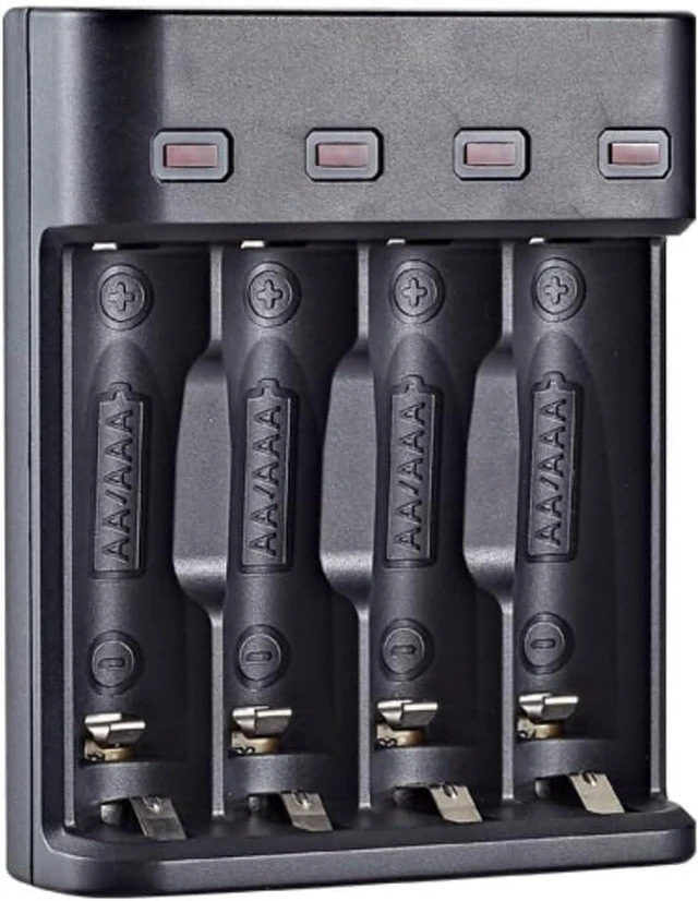 Alt view image 3 of 6 - AJMRTC 4 Slot USB AA AAA NiMH Battery Charger, Universal USB Powered Smart Charging Station for Rechargeable AA AAA Ni-MH Batteries, Independent Slot Charging for Home Daily Use