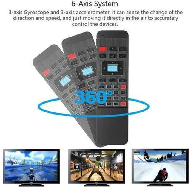 Alt view image 2 of 6 - AJMRTC 2.4G Backlit Air Mouse Remote Control, 6-Axis Gyro Sensor Wireless Mini Keyboard, Fly Air Mouse with USB Receiver for Android TV Box, Smart TV, PC, Projector Media Player