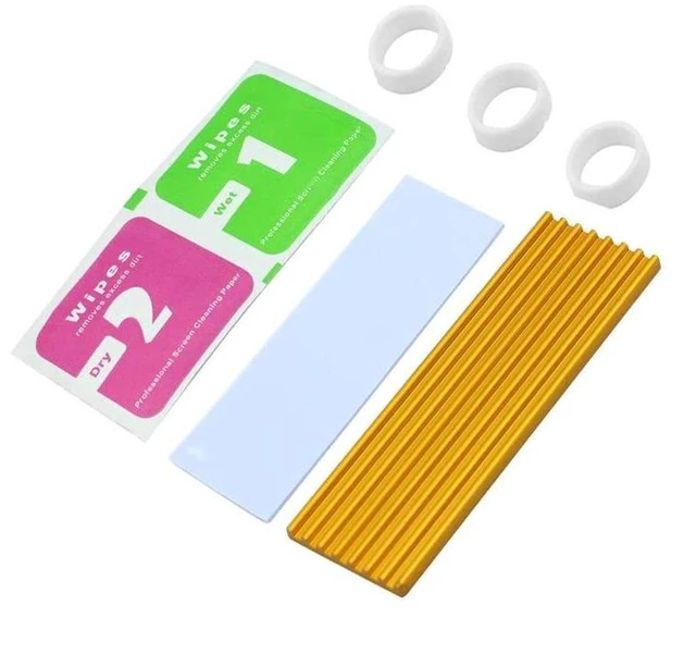 Alt view image 5 of 6 - AJMRTC 2Pcs Gold Aluminum M.2 2280 SSD Heatsink Cooler, NGFF NVMe PCIE M2 Solid State Drive Passive Cooling Radiator with Thermal Pad, M.2 SSD Heat Sink for Desktop Gaming PC Motherboard SSD Heat