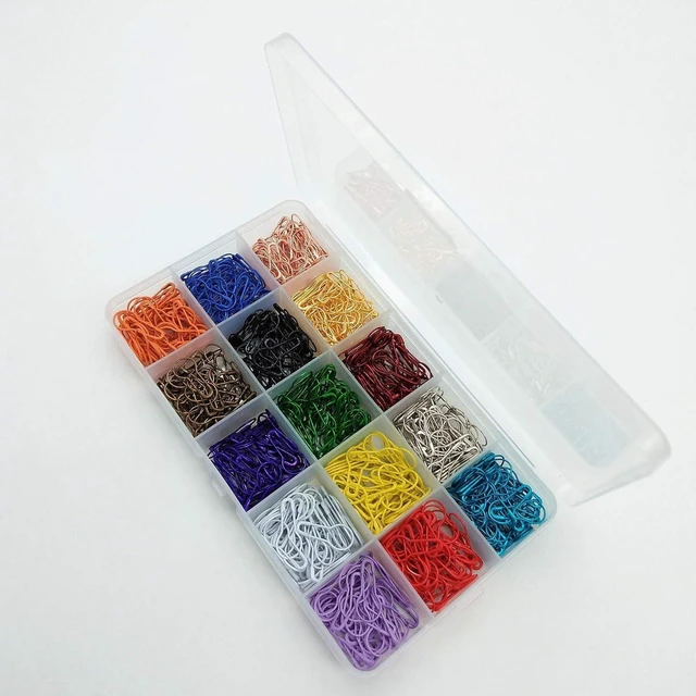 Alt view image 7 of 7 - AJMRTC 750Pcs Pear Shape Safety Pins, 15 Colors Mini Metal Gourd Safety Pin, Colorful Tag Fastener Clips for Clothing Hang Tag, Sewing Knitting Markers, DIY Craft Jewelry Making Garment Label Accessor