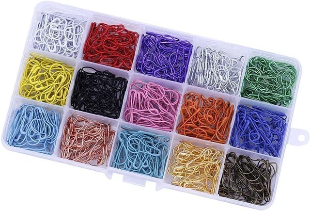 Alt view image 3 of 7 - AJMRTC 750Pcs Pear Shape Safety Pins, 15 Colors Mini Metal Gourd Safety Pin, Colorful Tag Fastener Clips for Clothing Hang Tag, Sewing Knitting Markers, DIY Craft Jewelry Making Garment Label Accessor