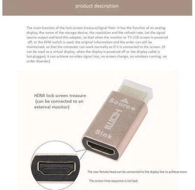 Alt view image 4 of 6 - AJMRTC 4Pcs HDMI 2.0 EDID DDC Dummy Plug, Virtual Monitor Signal Emulator Lock Screen Adapter, HDMI Ghost Display Adapter for KVM Switch, Headless Server, Remote Desktop, Mining Rig PC Graphics Card