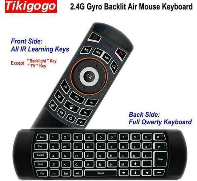Main image of AJMRTC Tikigogo X6 2.4G Wireless Air Mouse Keyboard with Backlight, Gyroscope Sensing Full QWERTY Keypad, Front Side Air Remote Controller for Android TV Box, PC Laptop Media Center Smart TV Navigatio