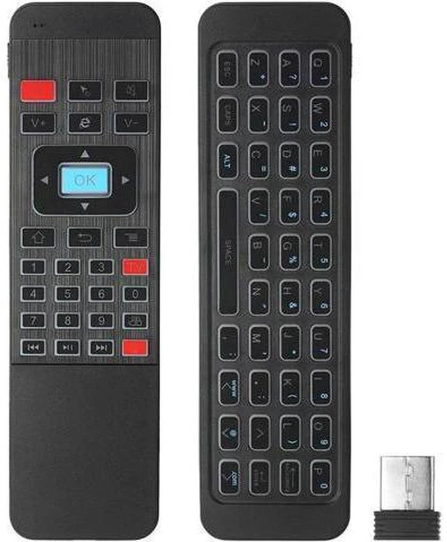 Main image of AJMRTC 2.4G Wireless Backlit Air Mouse Keyboard, 6-Axis Gyroscope Sensor Remote Controller, Handheld QWERTY Air Remote for Android TV Box, Smart TV, PC Laptop Media Center Navigation & Text Input
