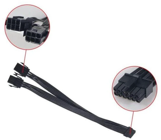 Alt view image 5 of 7 - AJMRTC Dual PCIe 6+8Pin Female to Mini 12Pin Male GPU Power Adapter Cable, Double 6Pin to 12Pin Converter Wire for NVIDIA RTX30 Series RTX3080 RTX3090 Graphics Card PSU Power Conversion for Desktop PC