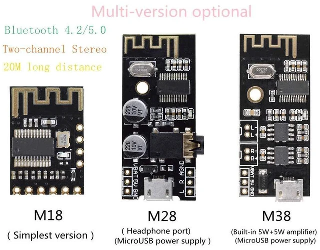 Alt view image 4 of 6 - AJMRTC 3Pcs M18 Bluetooth 4.2 MP3 Lossless Decoder Board, Wireless Bluetooth Audio Receiver Module, Support TF Card USB AUX Playback for DIY Speaker and Audio Modification
