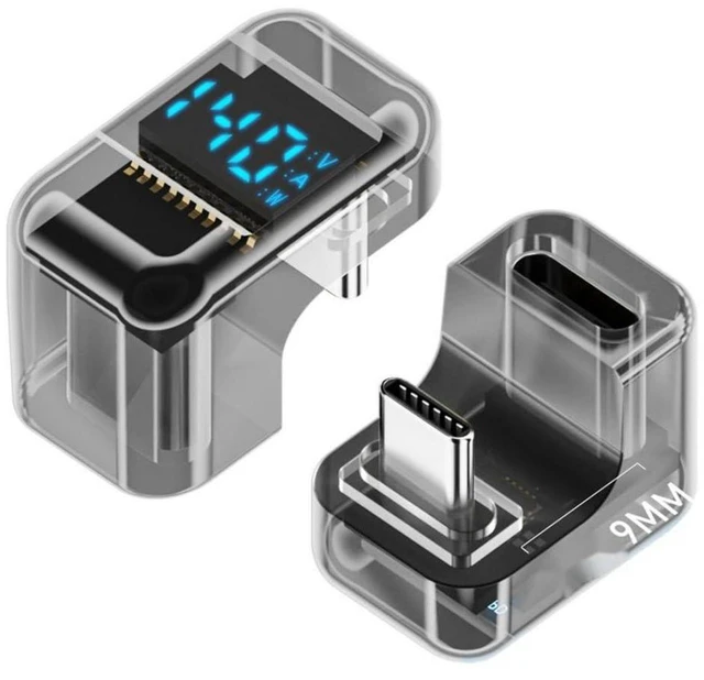 Alt view image 3 of 7 - AJMRTC USB4 Type-C 180 Degree U-Shaped Adapter with Digital Display Power Meter Tester, USB C Male to Female Straight-Angled Extender, 40Gbps Data, 8K@60Hz Video, PD 140W Fast Charging Voltage Current