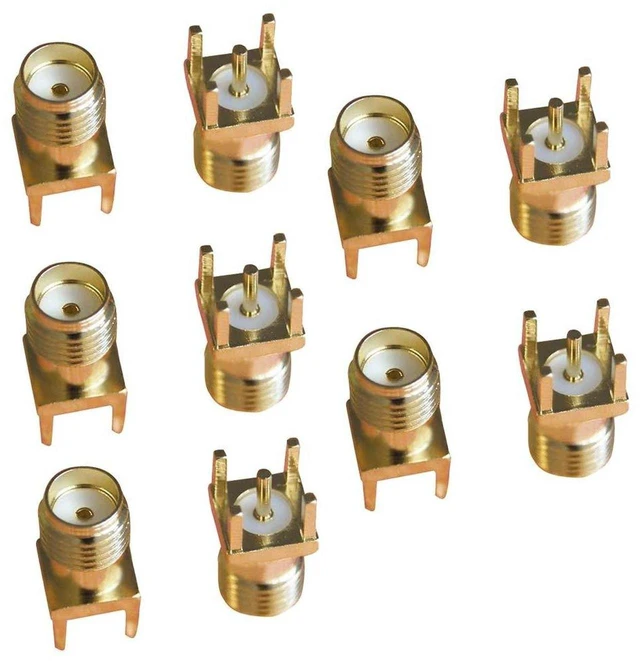 Main image of AJMRTC 10Pcs SMA Female Jack Straight RF Connector, PCB Mount Solder Type SMA RF Socket for GPS GSM Antenna Module, Straight SMA Female PCB Soldering Connector