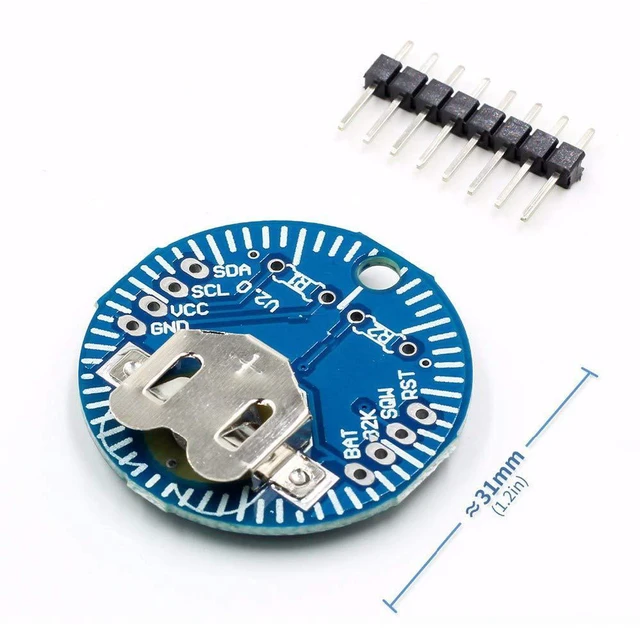 Alt view image 3 of 7 - AJMRTC 2Pcs DS3231SN RTC Real Time Clock Module V2.0, I2C Precision Timekeeping Memory Board with Pin Header, CR2032 Battery Backup Module for Arduino ESP32 STM32 DIY Clock Project