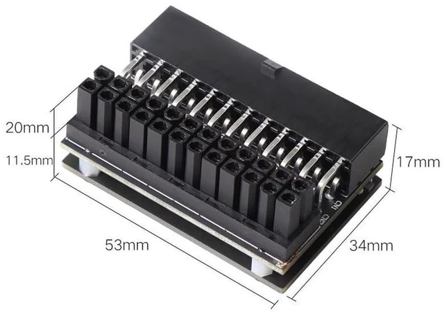 Alt view image 5 of 7 - AJMRTC JY-24pin-RGB ATX 24Pin RGB 90 Degree Steering Header Adapter, 18 Light Effects Right Angle Power Connector for Desktop PC Motherboard Cable Management