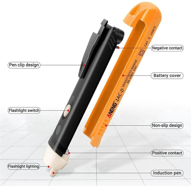 Alt view image 3 of 6 - AJMRTC Non-Contact Voltage Tester Pen, AC 90-1000V CAT III Voltage Detector, LED Indicator Electrical Test Pen for Live Wire Check, Circuit Testing, Home and Industrial Use