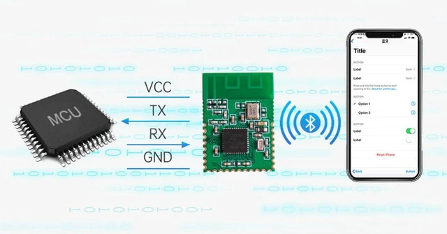 Alt view image 6 of 7 - AJMRTC Bluetooth 5.3 Digital Transmission Module, UART Serial Port Pass-Through Wireless Module, Slave Mode BLE Transparent Transmission Board, Supports Secondary Development for IoT, Arduino, Embedde