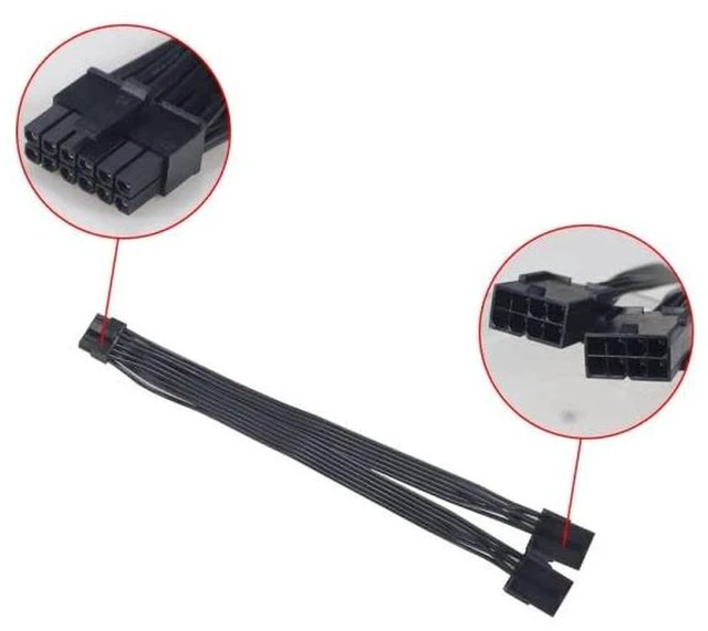 Alt view image 5 of 7 - AJMRTC Dual PCIe 6+2 8Pin Female to Mini 12Pin Male GPU Power Adapter Cable, Double 8Pin to 12Pin Graphics Card Power Converter Cable Compatible with NVIDIA GeForce RTX 3080 RTX 3090 RTX 30 Series GPU