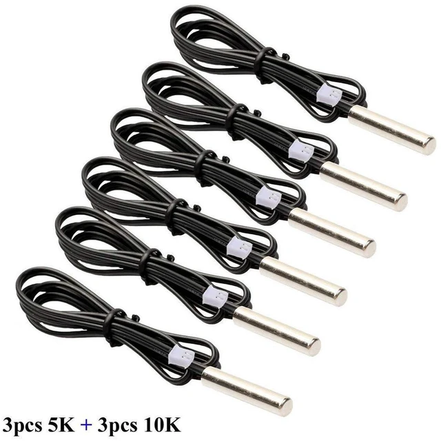 Alt view image 4 of 5 - AJMRTC 6Pcs NTC Thermistor Temperature Sensor Probes, 5K & 10K 1% Tolerance B3950 Waterproof NTC Temperature Sensors for Air Conditioner, Refrigerator, DIY Temperature Control Projects
