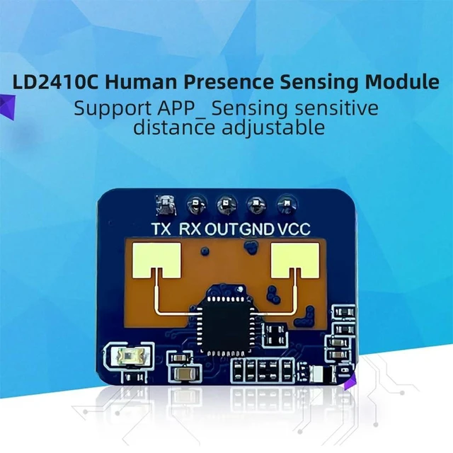 Alt view image 5 of 5 - AJMRTC HLK-LD2410C 24GHz Millimeter Wave Human Presence Radar Module, FMCW Modulation Motion & Static Micro-Motion Detector, Bluetooth APP Parameter Configuration, UART GPIO Output for Smart Light
