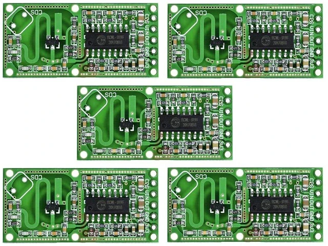 Main image of AJMRTC 5Pcs RCWL-0516 Microwave Radar Sensor Module, Doppler Human Motion Detector, 3.3V Digital Output, Penetrable Non-PIR Induction for Smart Light and Alarm Projects