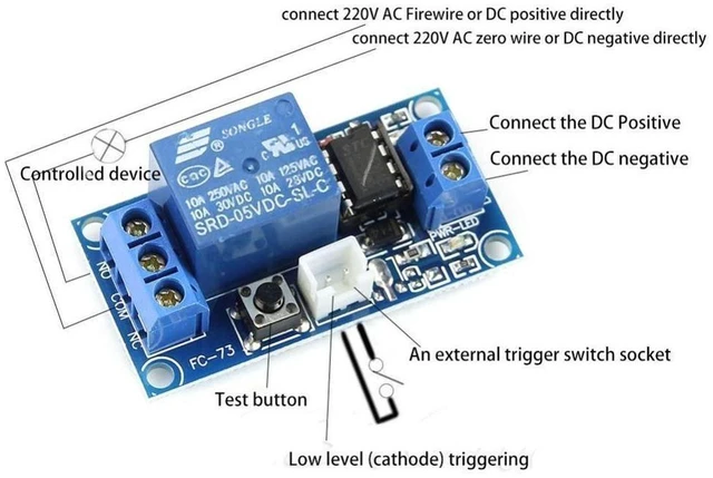 Alt view image 2 of 5 - AJMRTC 5V 1 Channel Self-Locking Bistable Relay Module, One Button Latch Start Stop Control Board, Single Touch Toggle Switch for Electronic DIY and Device Control