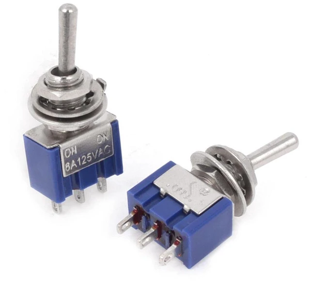 Alt view image 4 of 7 - AJMRTC 10Pcs MTS102 Toggle Switch, SPDT 3 Pin 2 Position ON/ON Mini Rocker Toggle Switch, AC125V 6A for Electronic Circuit DIY and Model Control