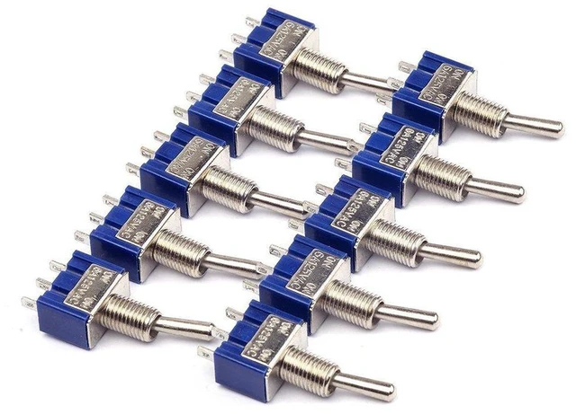 Alt view image 3 of 7 - AJMRTC 10Pcs MTS102 Toggle Switch, SPDT 3 Pin 2 Position ON/ON Mini Rocker Toggle Switch, AC125V 6A for Electronic Circuit DIY and Model Control