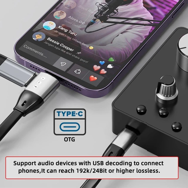 Alt view image 6 of 7 - AJMRTC USB C 1 to 2 OTG Splitter Cable, 10Gbps Data, PD 65W Fast Charging, Type-C OTG Adapter for iPhone 15 16, External Sound Card, DAC, SSD Hard Drive, Digital Headphones