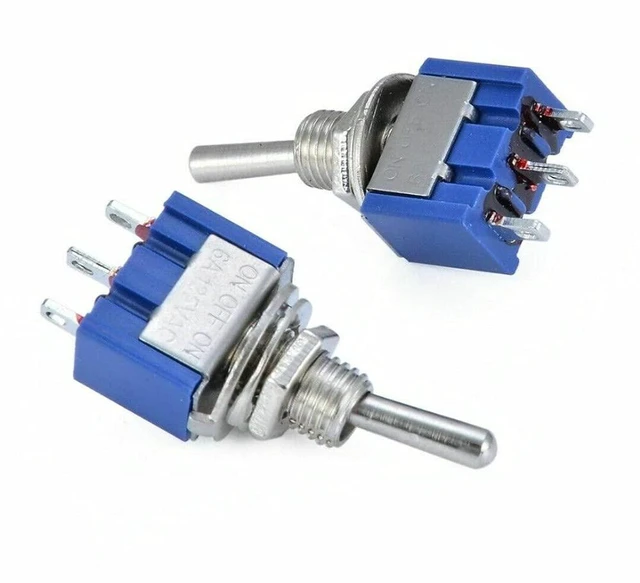 Alt view image 3 of 5 - AJMRTC 10Pcs SPDT Toggle Switch, 3 Pin 3 Position ON-OFF-ON Mini Toggle Switch, 6A 125V / 3A 250V for Electronic Circuit DIY, Model and Panel Control