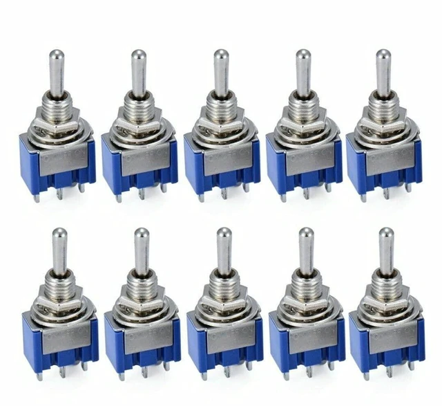 Alt view image 2 of 5 - AJMRTC 10Pcs SPDT Toggle Switch, 3 Pin 3 Position ON-OFF-ON Mini Toggle Switch, 6A 125V / 3A 250V for Electronic Circuit DIY, Model and Panel Control