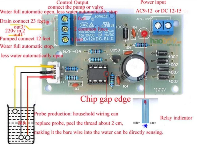 Alt view image 3 of 3 - AJMRTC Automatic Liquid Level Controller Sensor Module, Water Level Detection Switch, Auto Stop When Full, Pump Dry Run Protection for Water Tank and Aquarium