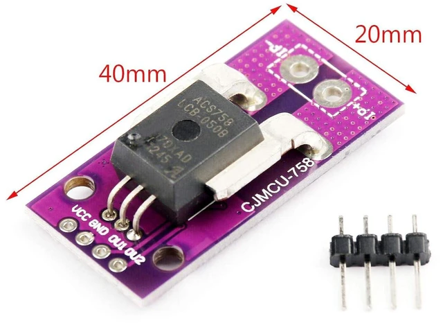 Alt view image 3 of 6 - AJMRTC ACS758LCB-050B-PFF-T 50A Hall Effect Linear Current Sensor Module, Bidirectional AC DC Current Detection Analog Output for Arduino Power Monitoring