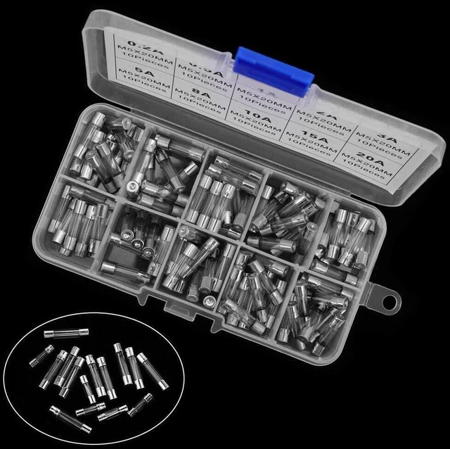 Alt view image 3 of 5 - AJMRTC 100Pcs 5x20mm Fast Blow Glass Tube Fuse Assortment Kit, 0.2A to 20A Mixed Current Rating, 250V Glass Fuses for Car, Power Supply, Electronic Circuit Overload Protection