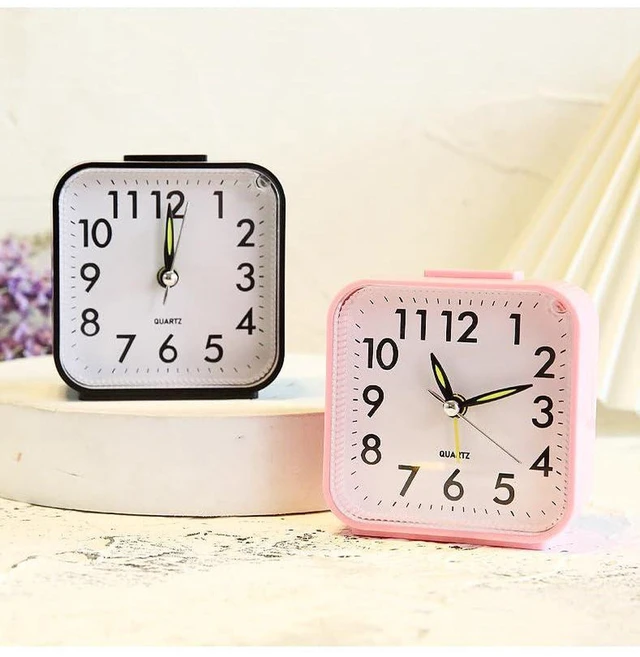 Alt view image 3 of 5 - AJMRTC Analog Alarm Clock, Silent Non-Ticking Small Bedside Travel Clock with Snooze Function, Lightweight Battery Powered Desktop Clock for Bedroom, Office, Travel