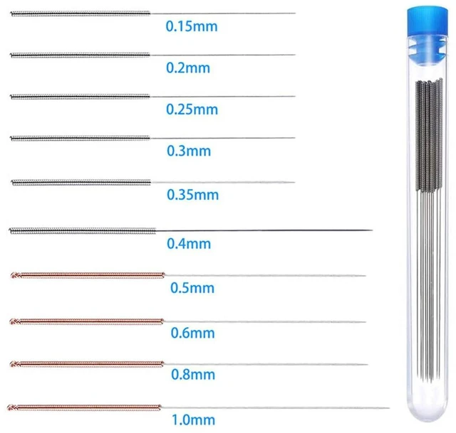 Alt view image 3 of 6 - AJMRTC 10Pcs 3D Printer Nozzle Cleaning Needle Kit, Stainless Steel Unclogging Needles, Mixed Sizes 0.15mm 0.2mm 0.25mm 0.3mm 0.35mm 0.4mm for 3D Printing Nozzle Blockage Removal