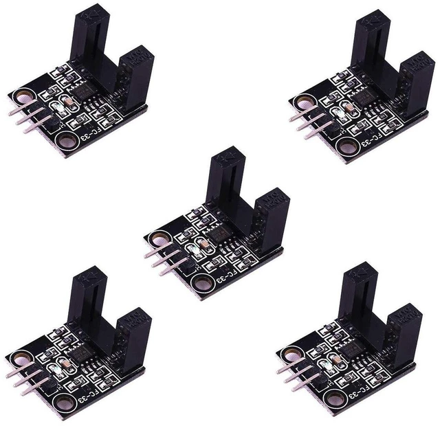 Main image of AJMRTC 5Pcs LM393 Opposite-Type Infrared Correlation Photoelectric Count Sensor Module, Slotted IR Beam Interruption Detector with Digital Output for Speed Measurement, Object Counting, Arduino DIY