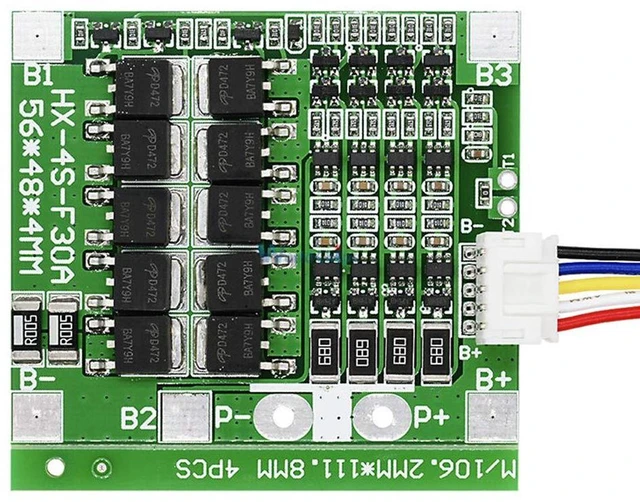 Alt view image 6 of 7 - AJMRTC 14.8V 4S 30A 18650 Li-ion Battery BMS Protection Board, Lithium Battery Charge Discharge Balance PCB Module for 4 Series 18650 Battery Pack