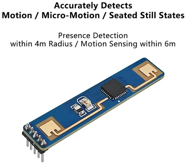 Alt view image 5 of 6 - AJMRTC HK-LD2410D-B 24GHz Millimeter Wave Human Presence Radar Sensor Module, 6M Static & Motion Perception Detector with TTL UART Serial, Bluetooth APP Configuration, Single Module for Smart Home