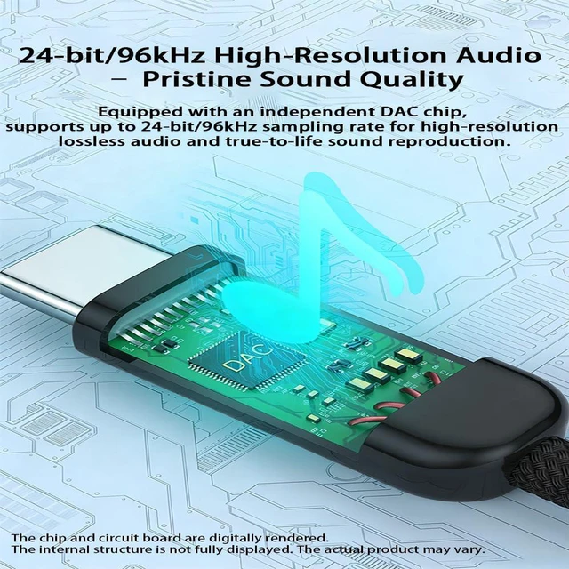 Alt view image 4 of 5 - AJMRTC USB C to 3.5mm Headphone Jack Adapter, Type-C to AUX TRRS Female Audio Dongle with Built-in DAC Chip, Plug and Play for Music, Call and Wire Control