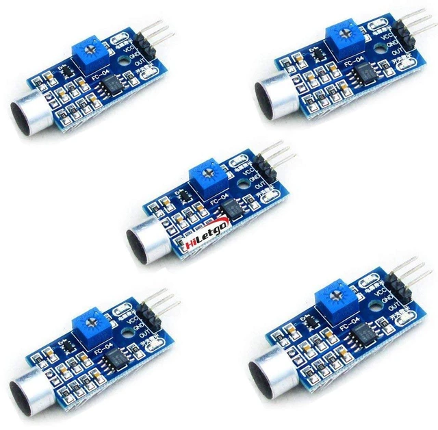 Main image of AJMRTC 5Pcs Sound Detection Sensor Module, Voice Activated Sound Control Switch Module, Adjustable Sensitivity Sound Trigger Sensor for Arduino, Raspberry Pi, Smart DIY Projects