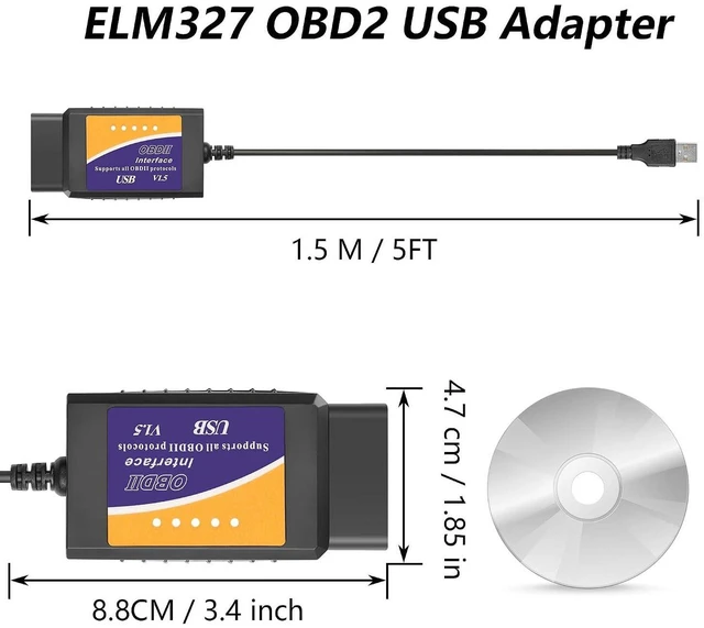 Alt view image 5 of 7 - AJMRTC ELM327 USB OBD2 Scanner Adapter, OBDII USB Diagnostic Cable Code Reader, Car OBD 2 Scan Tool for Check Engine Light, Live Sensor Data, Fault Code Clear for Windows PC