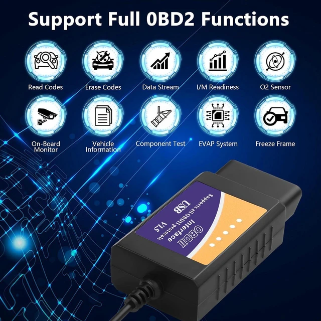 Alt view image 3 of 7 - AJMRTC ELM327 USB OBD2 Scanner Adapter, OBDII USB Diagnostic Cable Code Reader, Car OBD 2 Scan Tool for Check Engine Light, Live Sensor Data, Fault Code Clear for Windows PC