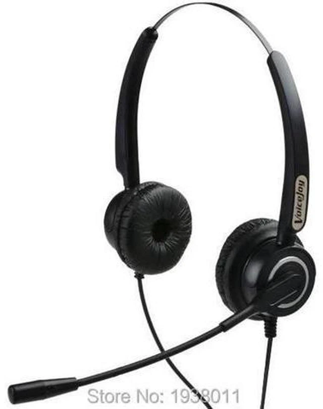 Main image of AJMRTC Binaural Call Center Headset, Professional RJ9 RJ11 Plug Office Telephone Headset with Noise Cancelling Microphone for Desk Phone, Customer Service, Office Communication
