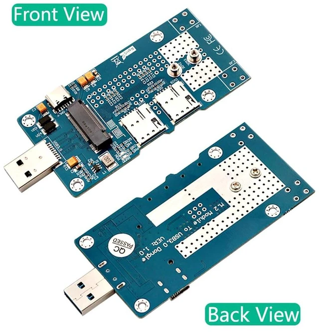 Alt view image 2 of 7 - AJMRTC M.2 NGFF Key B to USB 3.0 WWAN Adapter, Dual Nano SIM Card Slots with Auxiliary Power Input, Converter Board for 3G 4G LTE 5G M.2 Module (3042 / 3052)