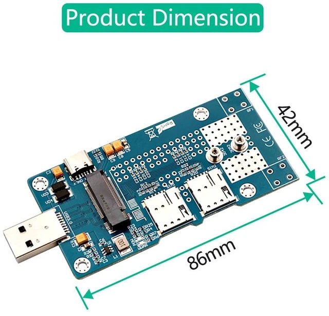 Alt view image 4 of 7 - AJMRTC M.2 NGFF Key B to USB 3.0 WWAN Adapter, Dual Nano SIM Card Slots with Auxiliary Power Input, Converter Board for 3G 4G LTE 5G M.2 Module (3042 / 3052)