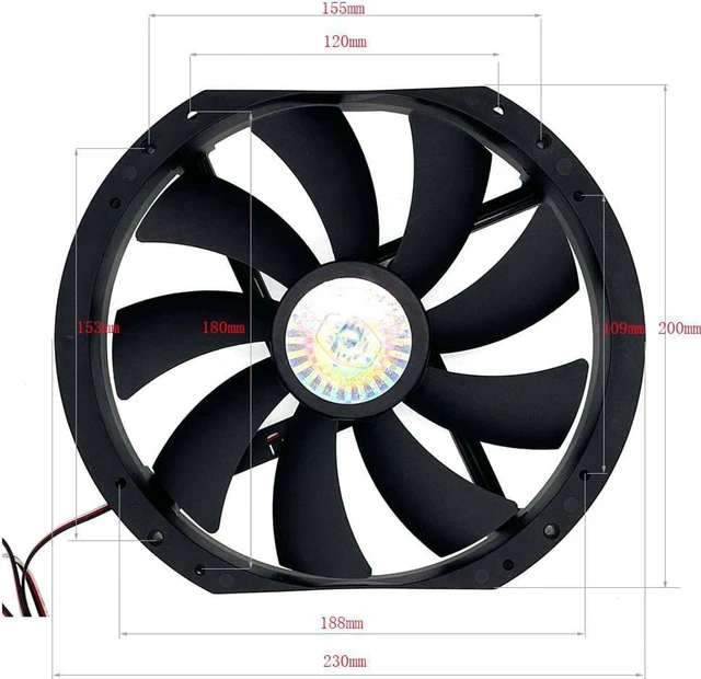 Alt view image 3 of 3 - AJMRTC A23030-07CB-3MN-F1 DF2303012SELN 230x200x30mm DC12V Large Airflow Case Fan, 23cm Low Noise Mute Axial Cooling Fan for PC Chassis, Server Cabinet, Industrial Equipment