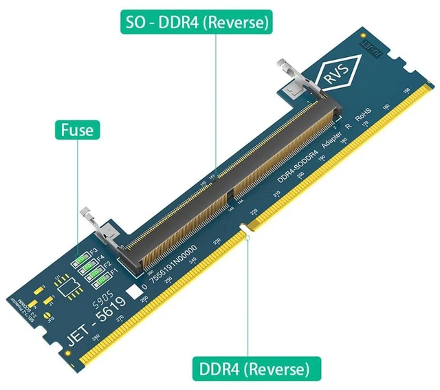 Alt view image 4 of 7 - AJMRTC DDR4 SO-DIMM to DDR4 U-DIMM Memory Adapter Card, Laptop DDR4 Notebook RAM Converter with Over-Current Protection, Convert SODIMM to Desktop UDIMM for RAM Testing and Reuse