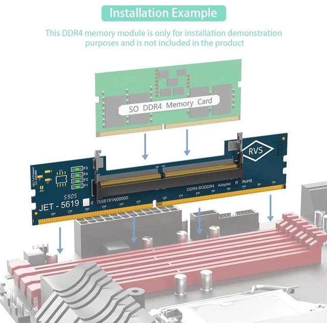 Alt view image 2 of 7 - AJMRTC DDR4 SO-DIMM to DDR4 U-DIMM Memory Adapter Card, Laptop DDR4 Notebook RAM Converter with Over-Current Protection, Convert SODIMM to Desktop UDIMM for RAM Testing and Reuse