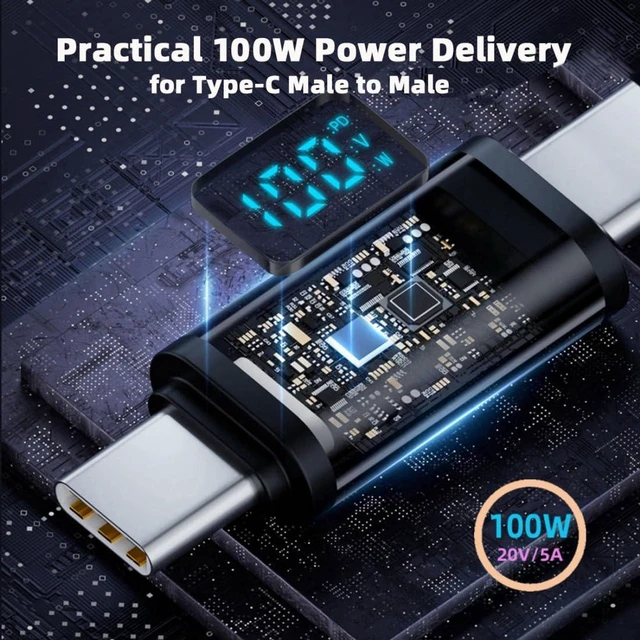 Alt view image 6 of 7 - AJMRTC USB-C to C Digital Tester Cable, 1.0M / 3.28FT, 20Gbps Data, 8K@60Hz Video, 100W PD Fast Charging, Built-in Power Meter Display Cord for Laptop, Dock, SSD, Charger Testing