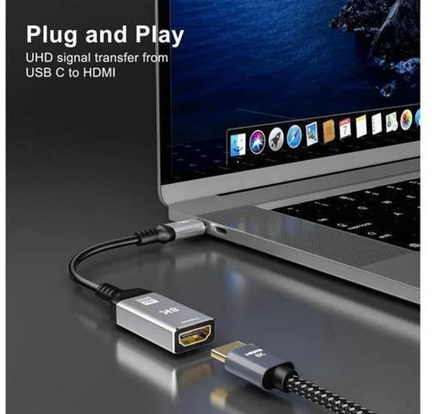 Alt view image 4 of 7 - AJMRTC USB-C to HDMI 2.1 Adapter Cable, 8K Ultra HD Video Output, Type-C Male to HDMI Female, Compatible with Thunderbolt 3/4, DP Alt Mode for Laptop, Monitor, TV, Projector