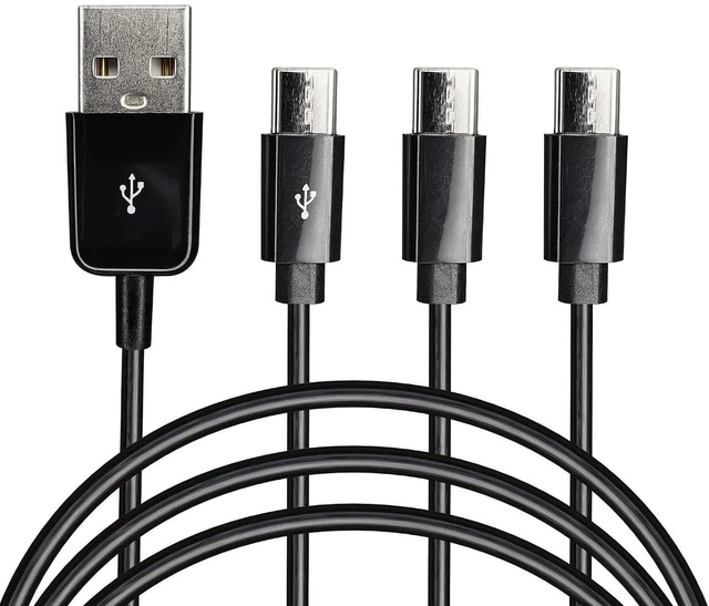 Main image of AJMRTC USB A to 3-in-1 Multi Charging Splitter Cable, 4.9ft Universal Multi-Device Charging Cord with Lightning, Type-C, Micro USB Plugs for Phone, Power Bank, Tablet, Portable Gadgets