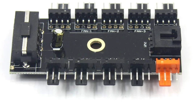 Alt view image 6 of 7 - AJMRTC 1-to-10 PWM Fan Hub Splitter, 12V 4-Pin PWM SATA Powered Fan Speed Controller with LED Indicator, Independent Fan Management for Mini PC, Desktop Chassis, Water Cooling & Multi-Fan Setup